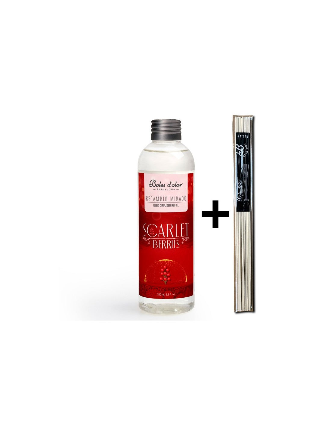 Scarlet Berries Recambio Mikado Ambients 200 ml con varillas | Boles d'olor | Muebles Elbume