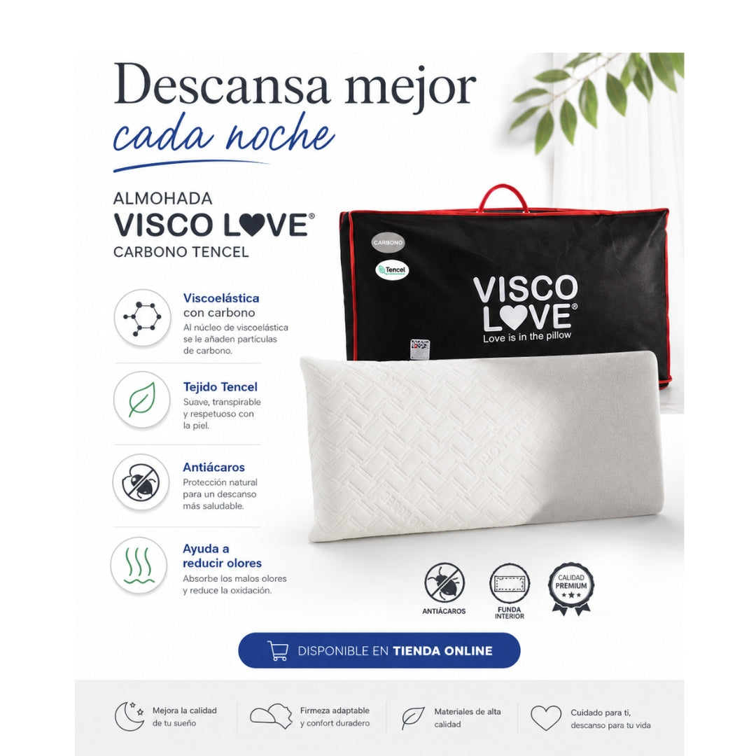 Almohada Visco Love Carbono Tencel para mejorar el descanso