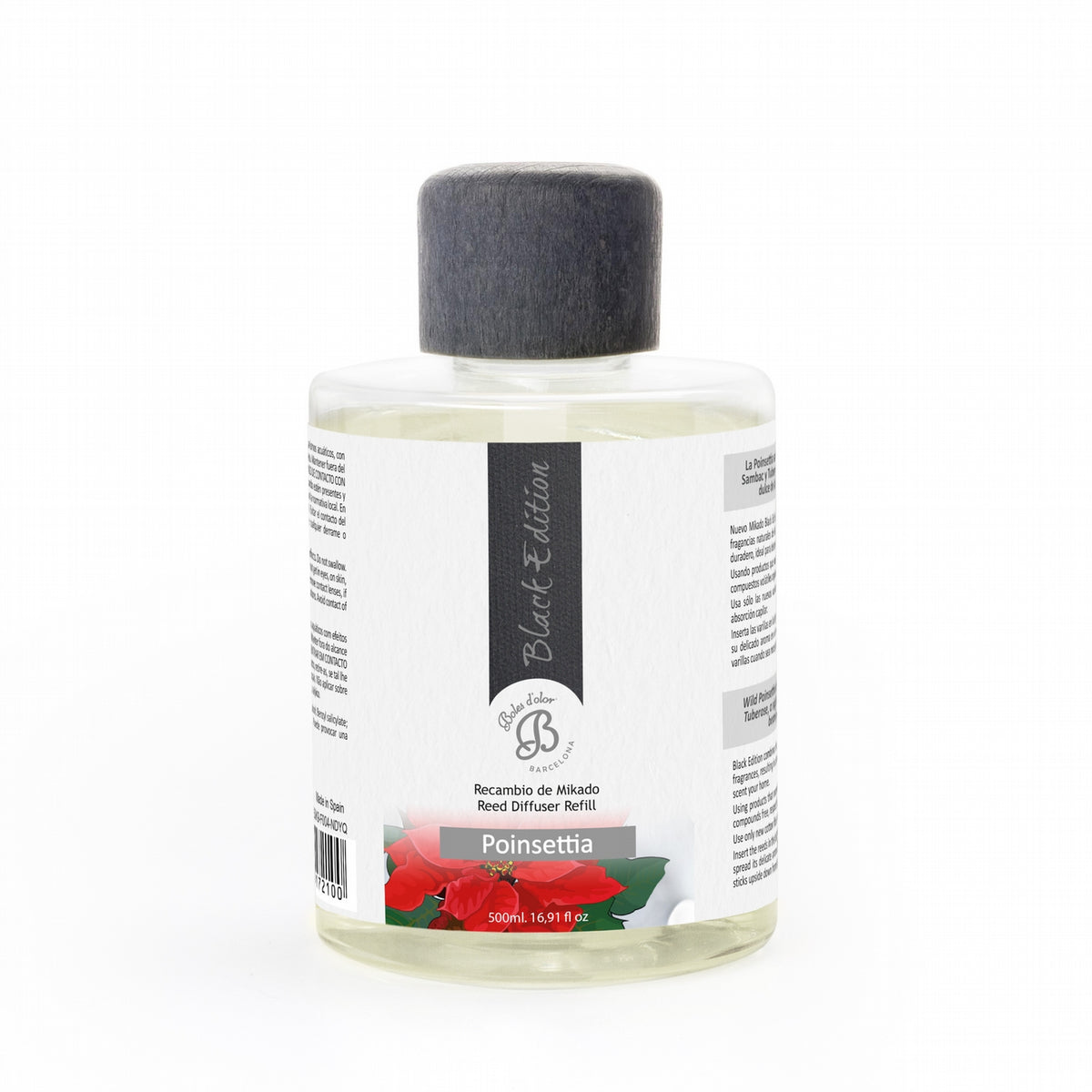 Poinsettia Recambio Mikado Black Edition 500 ml | Boles d'olor | Muebles Elbume