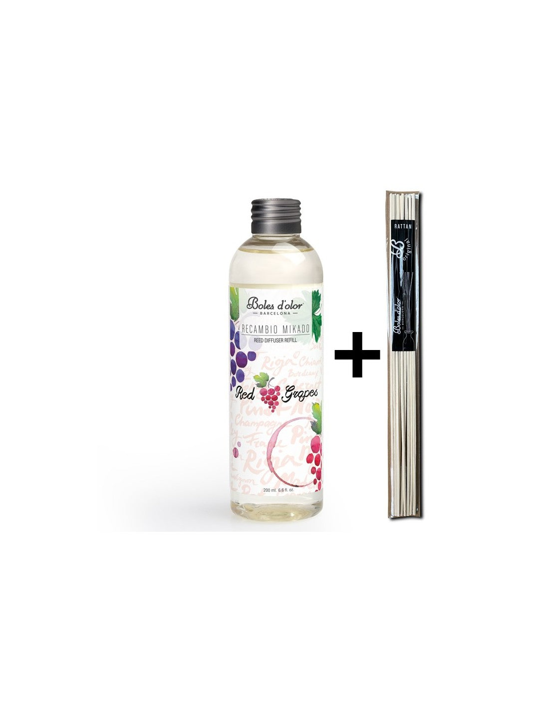 Red Grapes Recambio Mikado Ambients 200 ml con varillas | Boles d'olor | Muebles Elbume