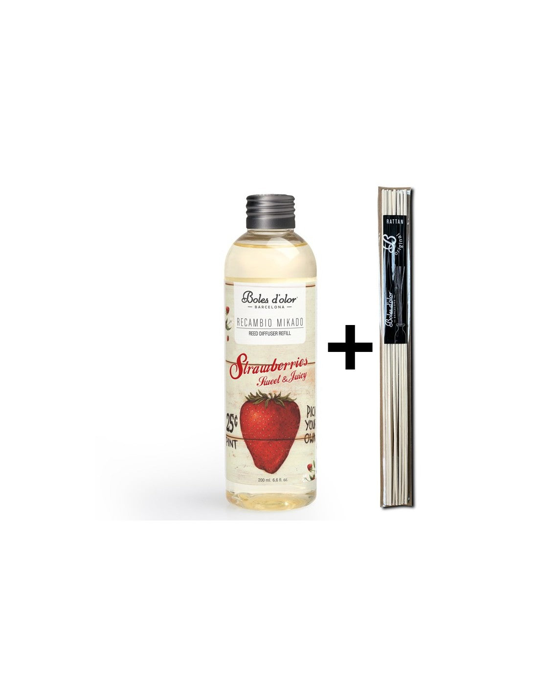 Strawberries, Sweet & Juicy Recambio Mikado Ambients 200 ml con varillas | Boles d'olor | Muebles Elbume