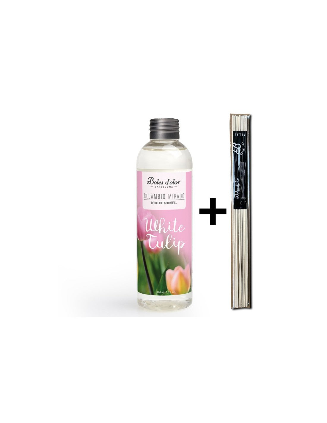 White Tulip Recambio Mikado Ambients 200 ml con varillas | Boles d'olor | Muebles Elbume
