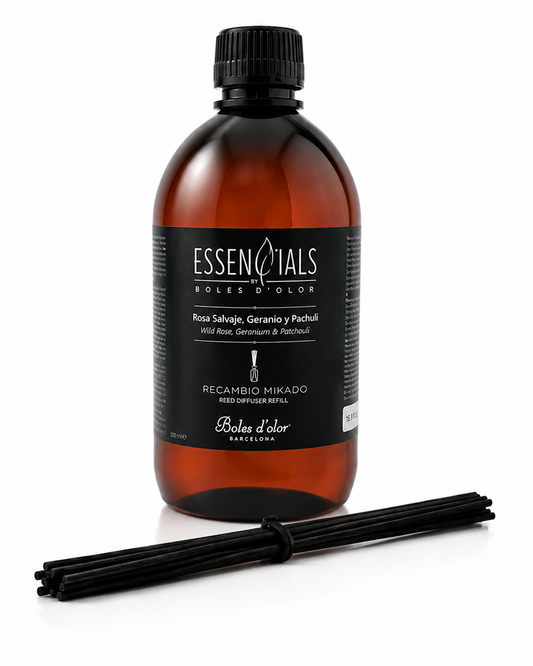 Rosa Salvaje, Geranio y Pachuli Recambio Mikado Essencials 500 ml | Boles d'olor | Muebles Elbume