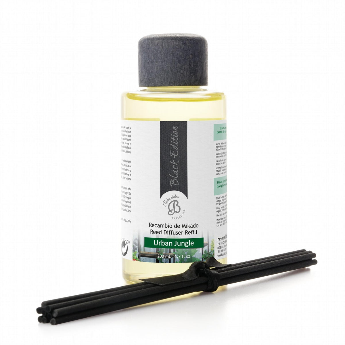 Urban Jungle Recambio Mikado Black Edition 200 ml | Boles d'olor | Muebles Elbume