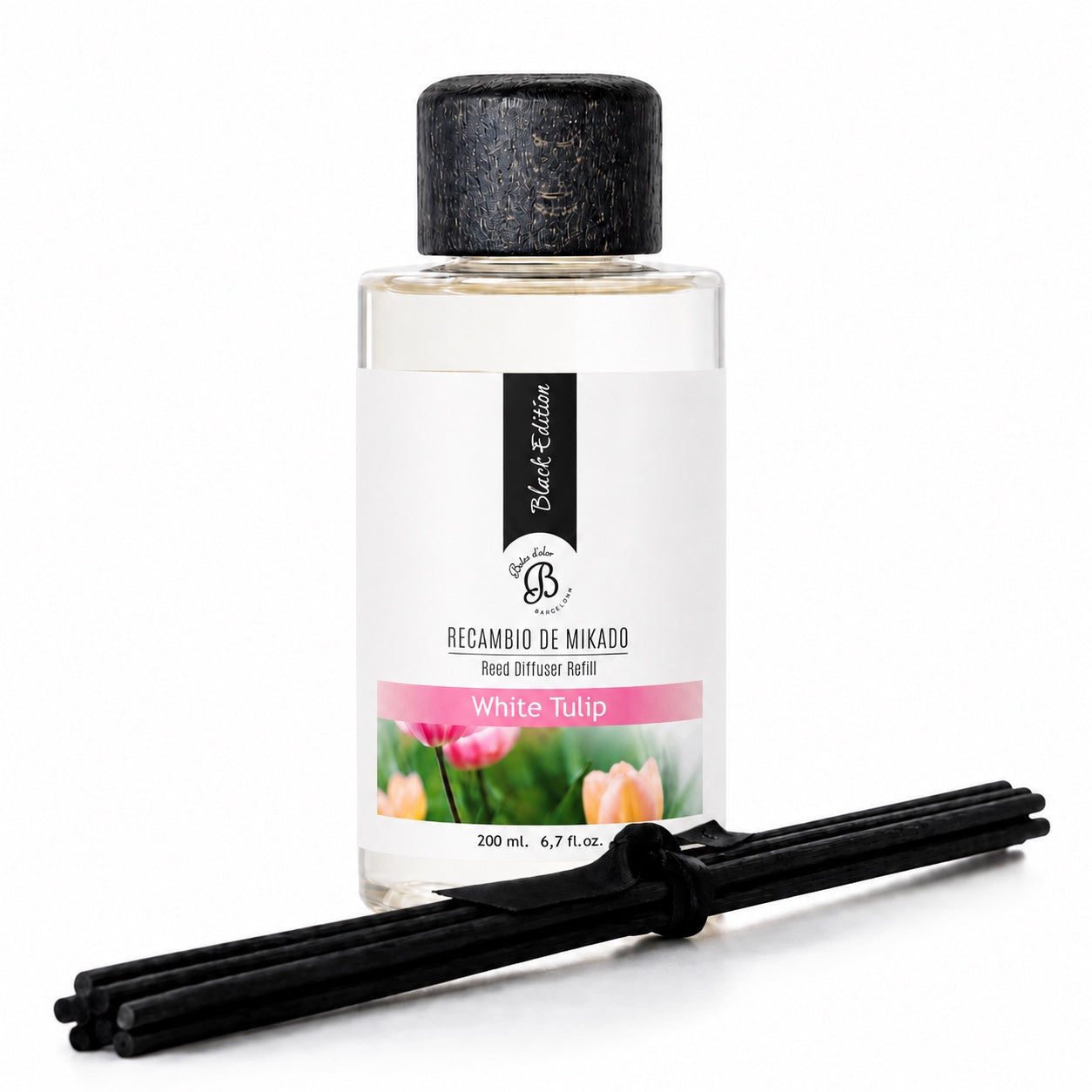White Tulip Recambio Mikado Black Edition 200 ml | Boles d'olor | Muebles Elbume